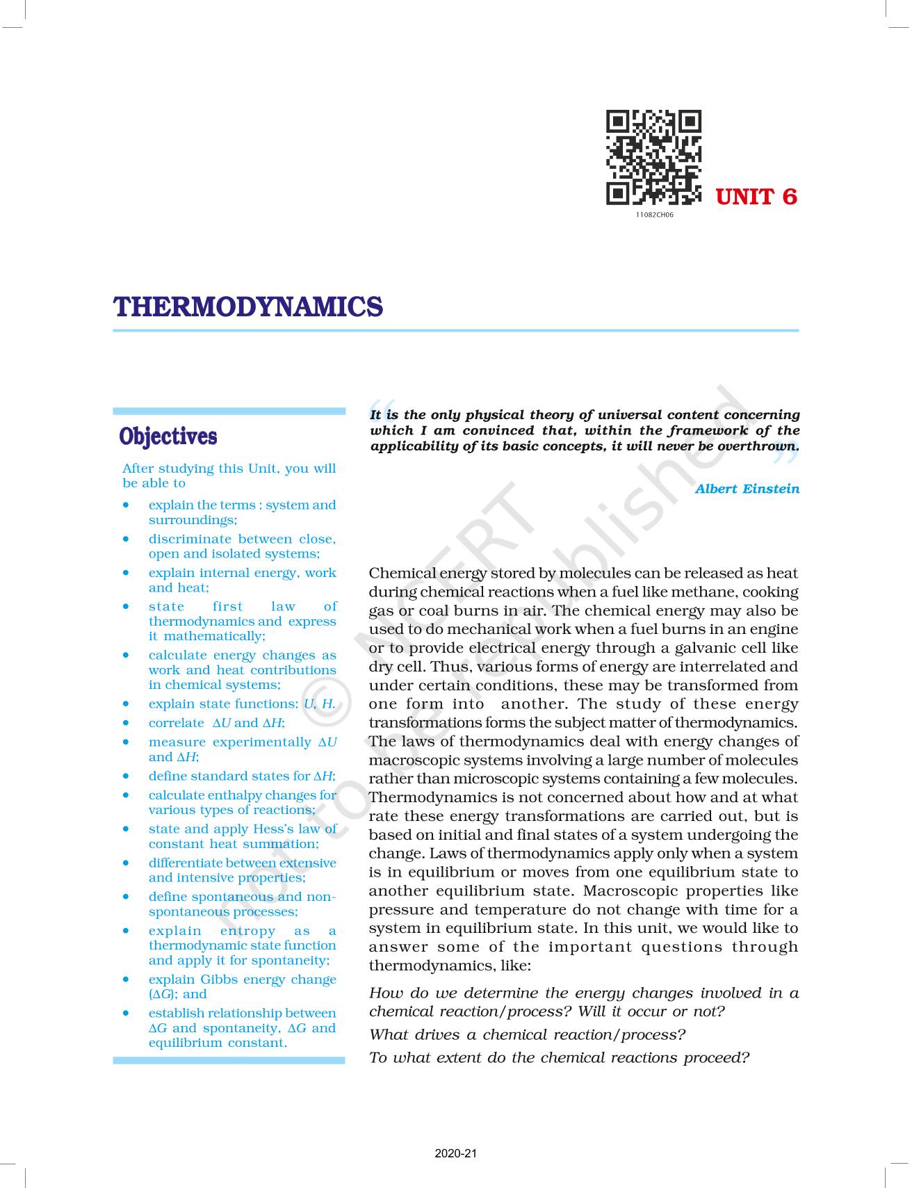 Thermodynamics - NCERT Book Of Class 11 Chemistry Part I